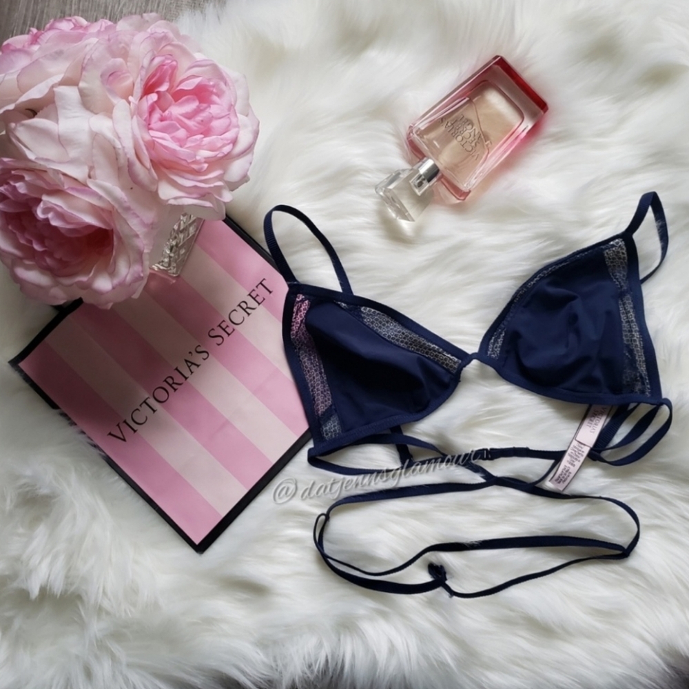 Victoria's Secret Strappy Wrap Bralette Navy Blue Small